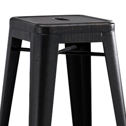 Backless Modern Light Weight Industrial Contemporary Rustic Vintage Costal Metal Bar Stools Without Back and 4 Leg Design (Set of 2) (30inch Seat, Distressed Black)