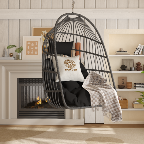 Outdoor garden rattan egg swing chair hanging chair PE hanging chair gray