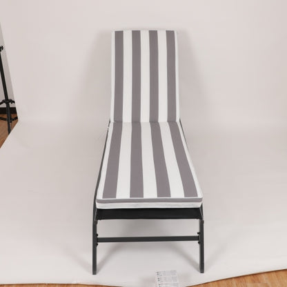 2PCS Set Outdoor Lounge Chair Cushion Replacement Patio Funiture Seat Cushion Chaise Lounge Cushion-Grey/white