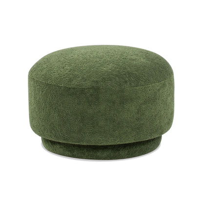 15 inch Moss Green Teddy Mushroom Ottoman, Round Sherpa Footstool, 200 LBS Capacity for Kids Room & Living Room