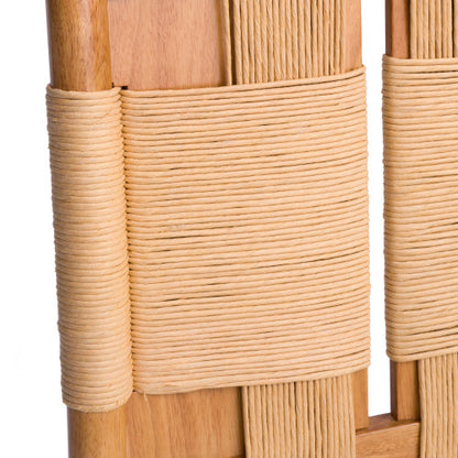 Paper Rope Back Rubberwood Dining Chairs with Linen Seats, Set of 2, Beige/Natural