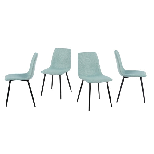 Linen Upholstered Dining Chairs with Black Metal Legs, Set of 4, Light Green