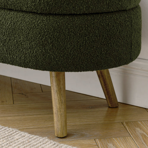 Ottoman Oval Storage Bench,Rubber Wood Legs, Green(43.5inch x16inch x16inch )