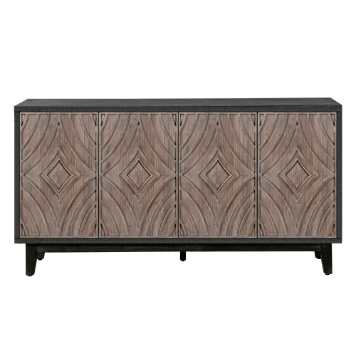 60 Inch American Country Retro Sideboard Four Convex Pattern Door Solid Wood Household Living Room Entrance Storage Cabinet