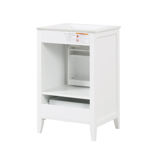 20" Bathroom Vanity with Sink, Bathroom Cabinet with Soft Closing Door, Storage Rack and A Drawer, White