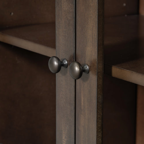 Dark Brown Storage Cabinet with 7 Drawers and 2 Doors