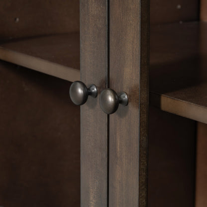 Dark Brown Storage Cabinet with 7 Drawers and 2 Doors