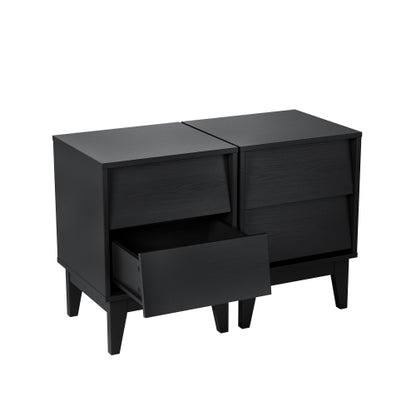 2 Set Nightstands Features Vintage-style and Bevel Design, Made of MDF, Mid Century Modern Nightstand, Night Stand for Bedroom