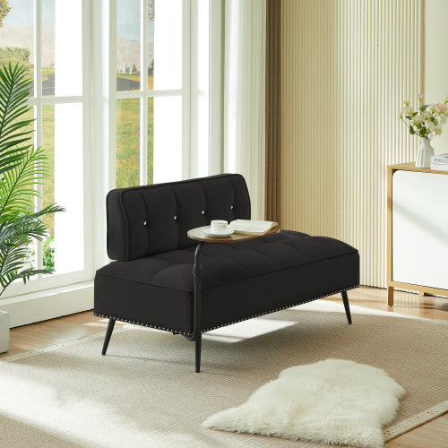 54-Inch Modern 2-Seater Velvet Loveseat Sofa with 360 degree  Rotating Side Table Space-Saving