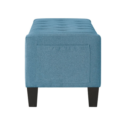 Ottoman with Storage, Storage Ottoman Bench with Safety Hinge 350 lb Weight, Upholstered Entryway Bench with Seating for Bedroom, Living Room - Light Blue