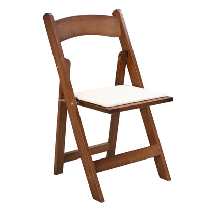 Set of 4 Solid Wood Folding Dining Chairs with PU Leather Cushions, Walnut Finish, No Assembly