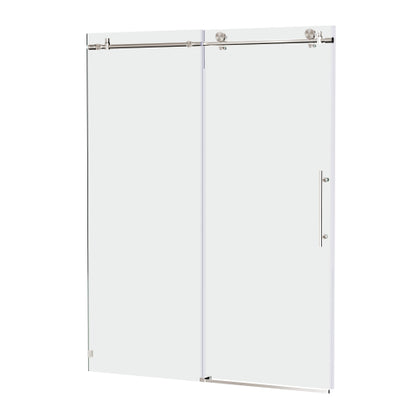 56-60"W x 76"H Frameless Shower Door, Sliding Shower Door, with Premium 5/16"(8mm) Thick Tempered Glass Shower Enclosure ,Chrome Brushed Nickel With Buffer