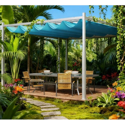 Outdoor Pergola,Retractable Pergola Canopy with Magnetic Fixture