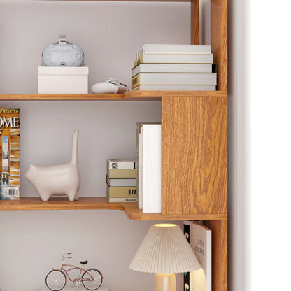 35.43 Inch Extended L-Shape Corner Anti-Drop Open Storage Bookshelf