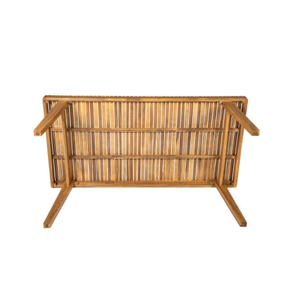 69" Acacia Wood Outdoor Dining Table with Slatted Top, 300 lbs Weight Capacity, Ideal for Patio & Garden Gatherings, Natural Color