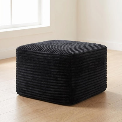 37.5 Inch Square Corduroy Upholstered Ottoman, Soft Padded Multi-Use Foot Stool for Living Room Decor