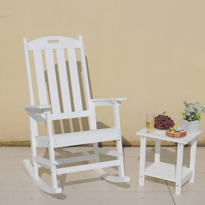 Rocking chair white color, suitable for all seasons: Outdoor lounge chair, made of sturdy HIPS material