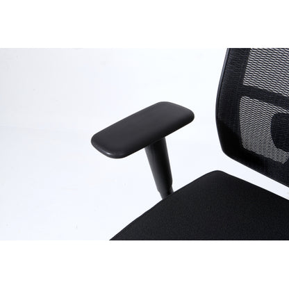 Complus Polyester Seat Pro Ergonomic High Back Office Task  Mesh Chair 27inch H in Black Color With Arms