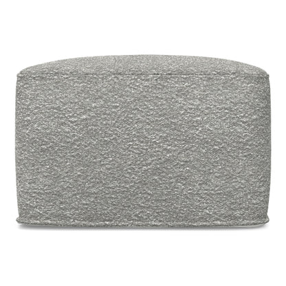 24 Inch Square Boucle Ottoman Pouf Footrest Accent Seat for Living Room Bedroom