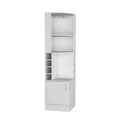 Beijing Corner Bar Cabinet, Glass Rack, Double Door Cabinet, Eight Built-In Wine Rack, Bar, Liquor Storage, White