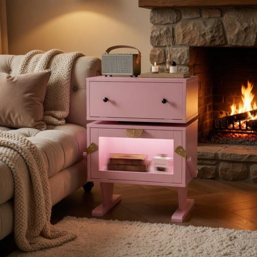 Pink Robot LED Nightstand