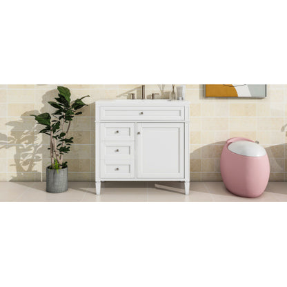 36'' Bathroom Vanity with Top Sink, Modern Bathroom Storage Cabinet with 2 Drawers and a Tip-out Drawer, Single Sink Bathroom Vanity