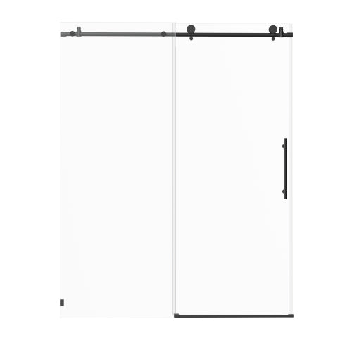 6-60"W x 76"H Frameless Shower Door, Sliding Shower Door, with Premium 5/16"(8mm)Thick Tempered Glass Shower Enclosure ,Chrome Matte Black With Buffer