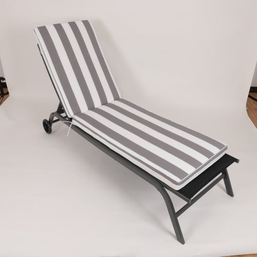 2PCS Set Outdoor Lounge Chair Cushion Replacement Patio Funiture Seat Cushion Chaise Lounge Cushion-Grey/white