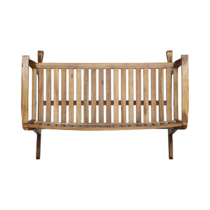 Patio Rocking Loveseat, 2 Person Outdoor rocker Bench, Acacia Wood Patio rocking Loveseat with Armrests, Slatted Seat & Backrest, Porch Rocking Bench for Backyard, Garden