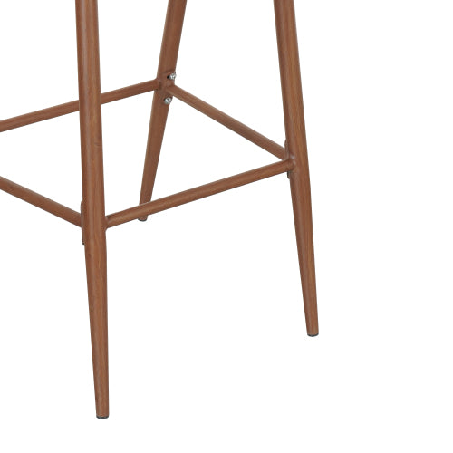 Outdoor 26" Seat Height Aluminum Frame Counter Stools with PE Rattan Scallop-shaped Backrest, Set of 2, Teak Finish