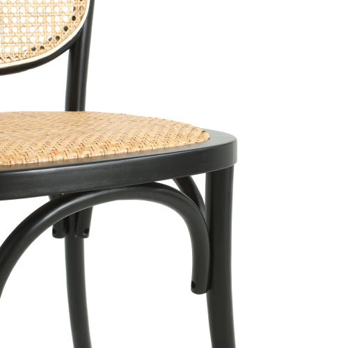 Set of 2 Vintage Rattan Dining Chairs, Birch Solid Wood Frame No Assembly Required
