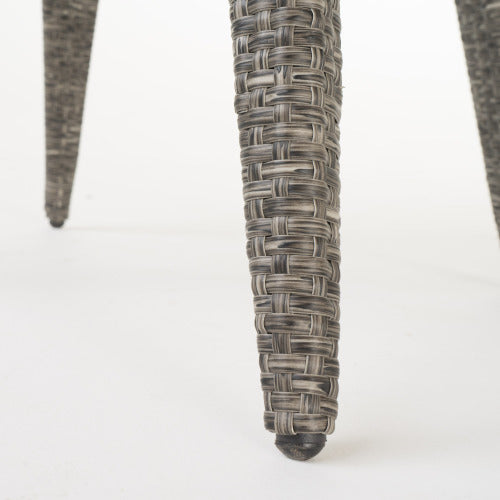 30" Outdoor Wicker Swivel Barstool with Water Resistant Cushion, Mixed Black and Dark Grey