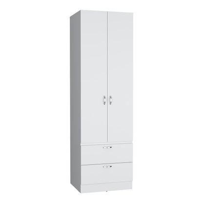 76" High Armoire Wardrove Closet with 2 Drawers, Double Door Cabinet , One Shelf and Hanging Rod, Bedroom Clothes Storage Cabinet Organizer