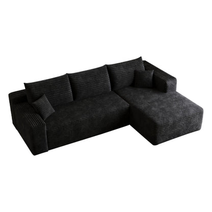 95" Cloud Sectional Sofa,Modern Minimalist Upholstered Couches, Comfort U Shaped Sofa for Living Room,Deep Seat Corner Couch,No Assembly Required,Black (Plush Corduroy Fabric)