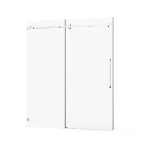 Goodyo Frameless Shower Door, 60" W x 72" H Silent Sleek Sliding Glass Door, 1/4" (6mm) Thick Tempered Clear Glass with Easy-clean Coating, Heavy-Duty 304 Stainless Steel, Chrome