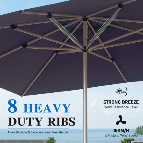 Rectangle Patio Umbrella with Crank Lift , Navy Blue (Base not included)