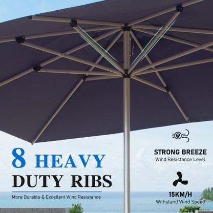 Rectangle Patio Umbrella with Crank Lift , Navy Blue (Base not included)