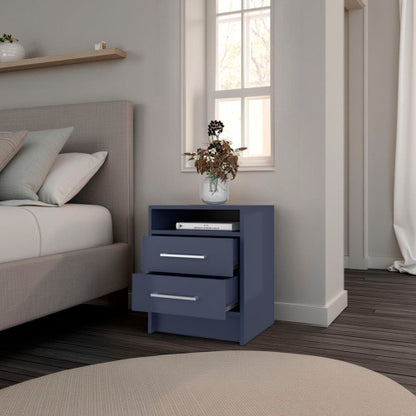 Alby Blue Nightstand, 2 Drawers & Shelf, 19.9inchH