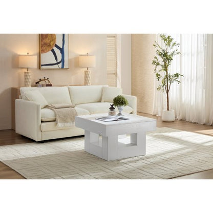 Rustic Square Coffee Table with Scalloped Edges