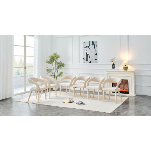 Premium Sherpa Upholstered Dining Chair with Hollow Backrest - Dining Room Chair, Bedroom Vanity Chair, Living Room Accent Chair, Cafe Leisure Chair, Conference Chair (Off White, Set of 2)