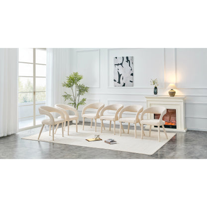 Premium Sherpa Upholstered Dining Chair with Hollow Backrest - Dining Room Chair, Bedroom Vanity Chair, Living Room Accent Chair, Cafe Leisure Chair, Conference Chair (Off White, Set of 2)