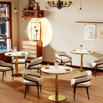 Round Modern Dinning Table 31.5 inches Bistro Table Tulip Table with Faux Marble top,Easy Assemble,Sturdy Metal Frame Diameter