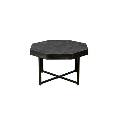30 Inch Octagonal Patchwork Coffee Table, Antique Black