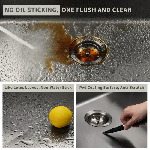 27Inch Gunmetal Black Undermount 18 Guage Stainless Steel Kitchen Sink With Black Spring Neck Faucet