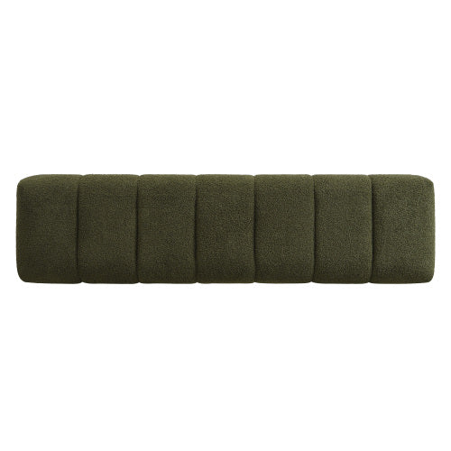 Upholstered Dining Bench for Dining Room, No-Assembly End of Bed Entryway Bench Ottoman for Bedroom Living Room, Green Boucle Fabric, 300 LBS Weight Capacity