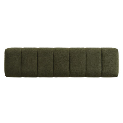 Upholstered Dining Bench for Dining Room, No-Assembly End of Bed Entryway Bench Ottoman for Bedroom Living Room, Green Boucle Fabric, 300 LBS Weight Capacity