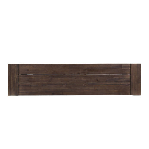 Dark Brown Sandblast Finish Acacia Wood Dining Bench with White Rustic Metal Finish Frame