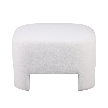 White Sherpa Square Ottoman 28.74 inchx28.74 inch, Integrated Leg Fully Assembled Decorative Foot Stool