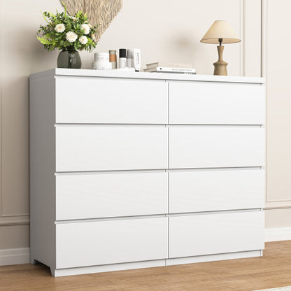 8 Drawers Dresser for Bedroom, Wood Bedroom Dresser Modern Drawer Chest, 8 Chest of Drawer, Tall Dresser for Closet, Dressers Organizer for Living Room, Closet, White