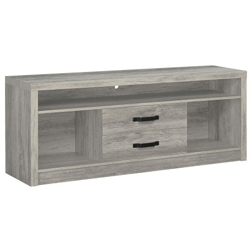Weathered Grey Driftwood 59 Inch 2-Drawer Rustic TV Stand